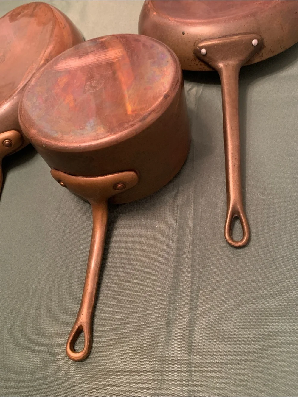 VTG Copper Cookware set Of (3) European/Tuscan/Antique Decor Rare 10” Fish Fryer
